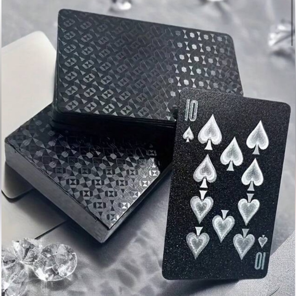 ♥️♣️♦️♠️ LET’S PLAY❗️ BLACK CHECKERED STYLE CARDS WITH GOLD & SILVER ACCENTS❗️